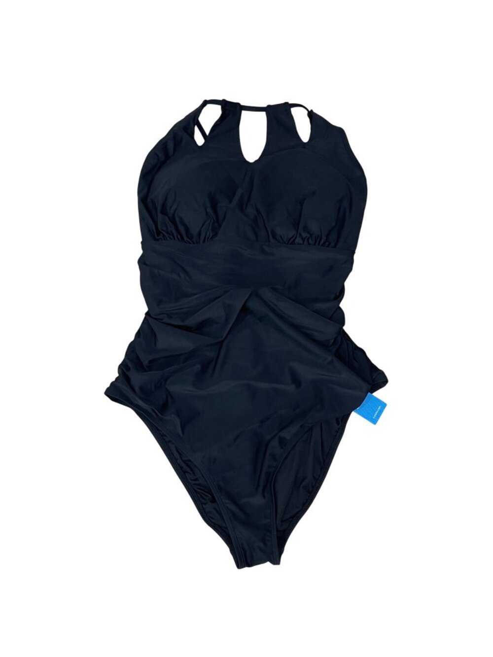 Cupshe One Piece Swimsuit Women's Size XL Tie Back High Cut Out Neck Black NEW
